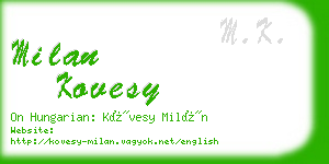 milan kovesy business card